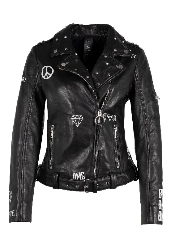 Women's leather palazzo leather pants with a high waist Tavi Rf Leather Jacket In Black Women's leather palazzo leather pants with a high waist Tavi Rf Leather Jacket In Black