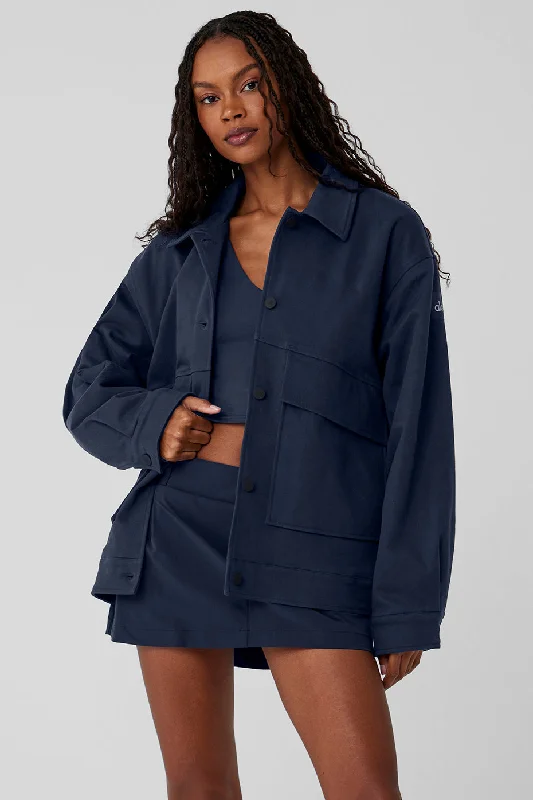 Petite women's wool blend coats with a tailored fit for a flattering silhouette Unisex One Up Jacket - Navy Petite women's wool blend coats with a tailored fit for a flattering silhouette Unisex One Up Jacket - Navy