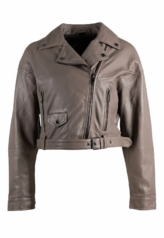 Women's leather pencil leather skirts for a formal look Vercy Os Leather Jacket In Taupe Women's leather pencil leather skirts for a formal look Vercy Os Leather Jacket In Taupe