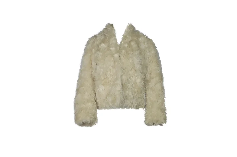 Women's Artificial Fur - Trimmed Espadrilles​ Vince Plush Jacket in Cream Faux Fur