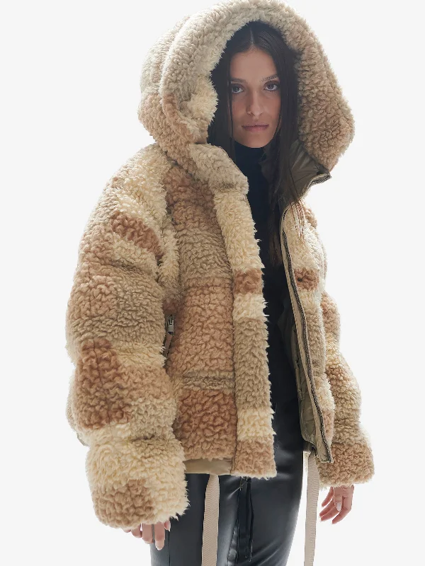 plus - size down coat for women on sale​ W Sherpa Down Puffer - Natural Mix