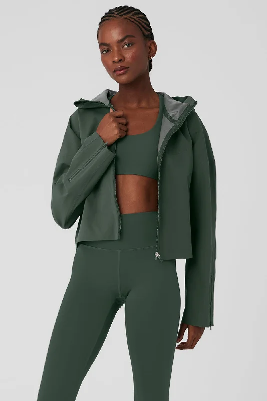 Women's pea coats with brass buttons for a nautical - inspired style Rain Or Shine Jacket - Dark Cactus Women's pea coats with brass buttons for a nautical - inspired style Rain Or Shine Jacket - Dark Cactus
