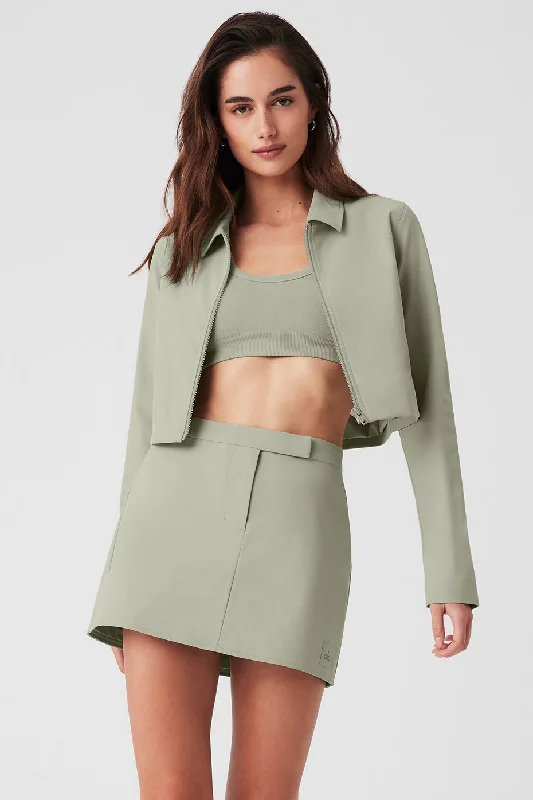 Women's pea coats with brass buttons for a nautical - inspired style Cropped High Speed Jacket - Limestone Women's pea coats with brass buttons for a nautical - inspired style Cropped High Speed Jacket - Limestone