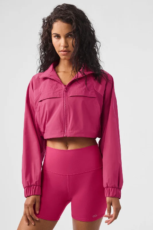 Women's longline double - breasted camel coats for a sophisticated look Cropped Playmaker Jacket - Pink Summer Crush Women's longline double - breasted camel coats for a sophisticated look Cropped Playmaker Jacket - Pink Summer Crush