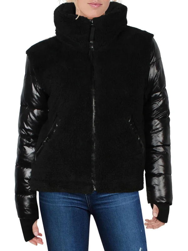 Women's Artificial Fur - Trimmed Riding Boots​ Westside Womens Quilted Mixed Media Faux Fur Coat