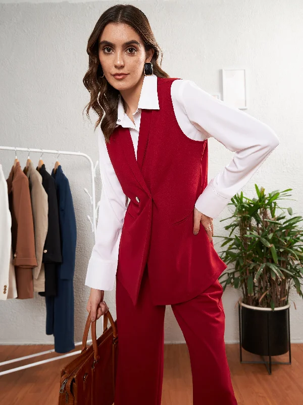 Embroidered Floral Patterned Women's Linen Waistcoat in White for a Feminine Spring Ensemble Women Red Double-Breast Sleeveless Longline Blazer Embroidered Floral Patterned Women's Linen Waistcoat in White for a Feminine Spring Ensemble Women Red Double-Breast Sleeveless Longline Blazer