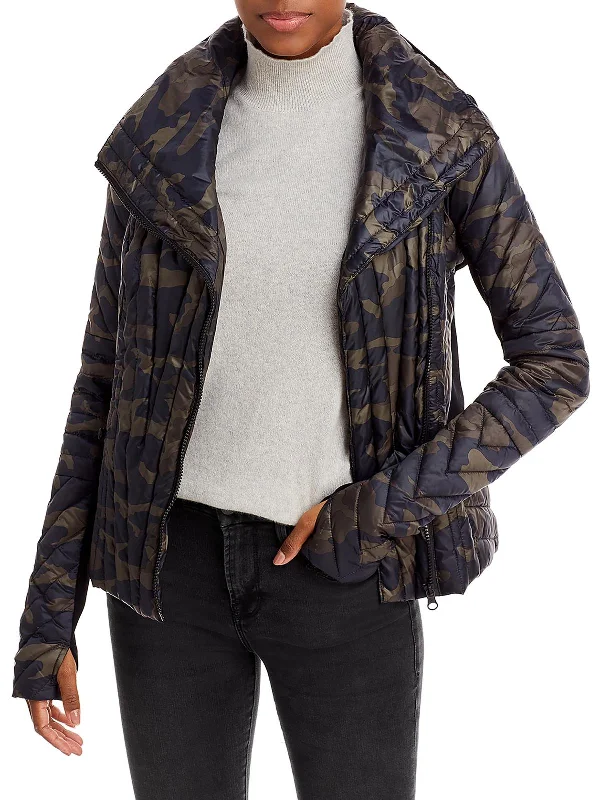 hooded down coat for winter commuting​ Womens Camo Warm Puffer Jacket