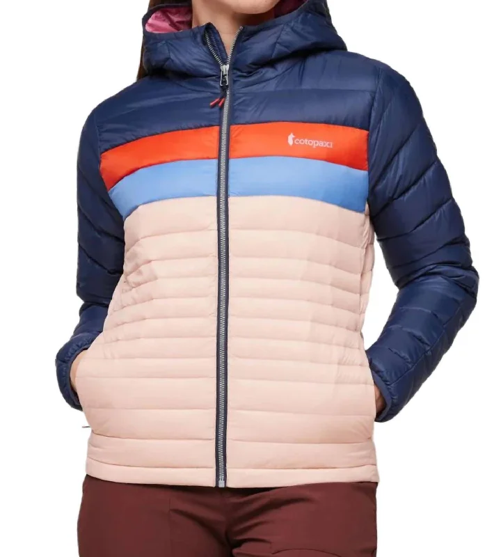 down coat with zippered side vents​ Women's Fuego Hooded Down Jacket In Ink/rosewood