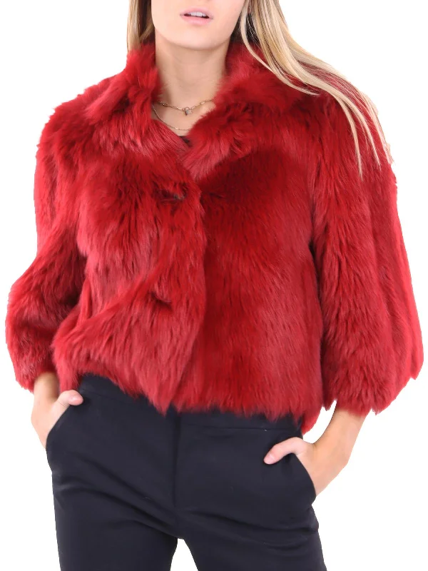 Women's Artificial Fur - Trimmed Work Boots​ Womens Fur Reversible Cropped Jacket