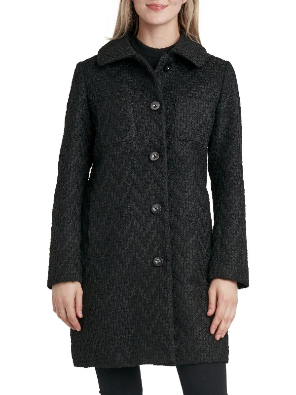 Women's long - sleeve wool coats in a houndstooth pattern for a classic charm Womens Knit Cold Weather Shirt Jacket Women's long - sleeve wool coats in a houndstooth pattern for a classic charm Womens Knit Cold Weather Shirt Jacket