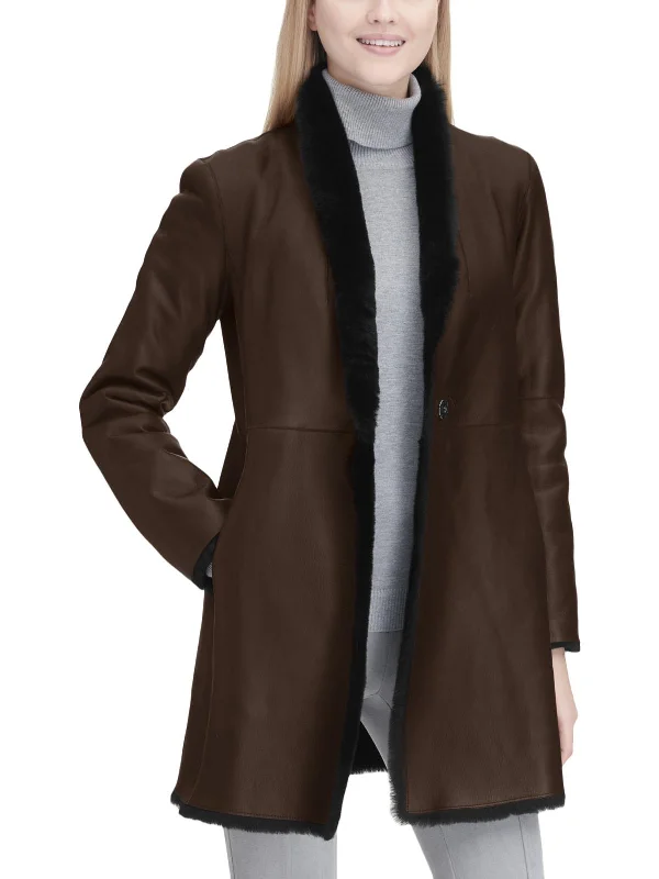 Women's leather leather drawstring - waist pants Womens Lamb Shearling Reversible Leather Coat Women's leather leather drawstring - waist pants Womens Lamb Shearling Reversible Leather Coat