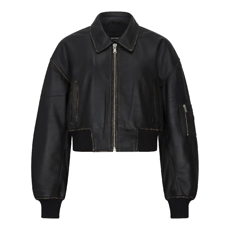 Women's Artificial Fur - Textured Skirts​ Women's Leather Jacket Cropped Bomber Zipper Short Coat