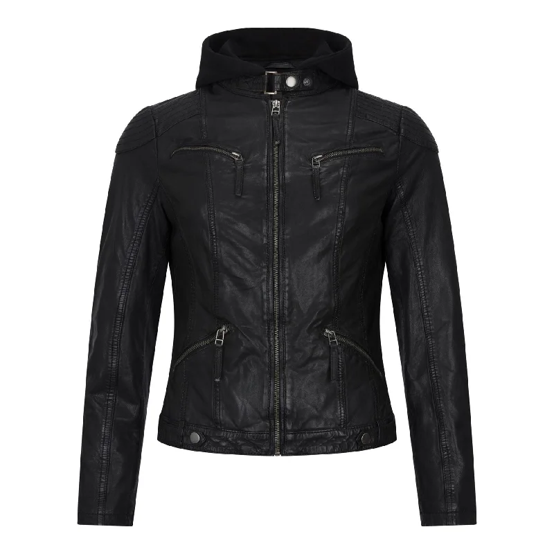 Women's Artificial Fur - Accented Handbags​ Women's Leather Jacket Hooded Biker Motorcycle Coat