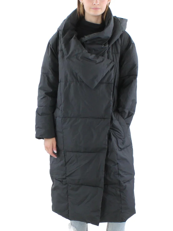 down coat for winter hikers with back support​ Womens Long Hooded Puffer Jacket