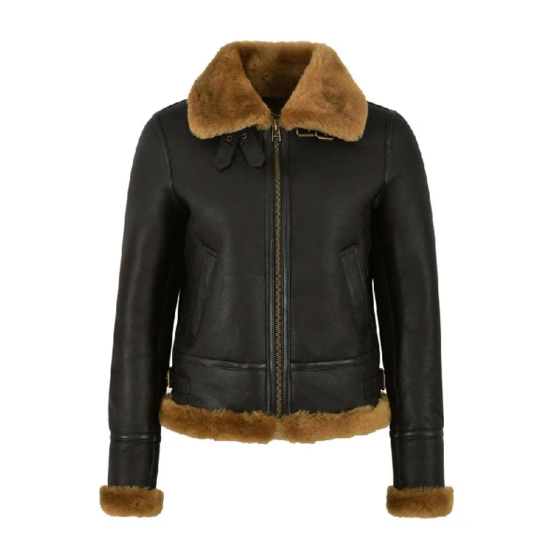Women's Artificial Fur - Embellished Sweaters​ WOMENS RAF B3 FLYING BOMBER AVIATOR STYLE SHEARLING LEATHER JACKET
