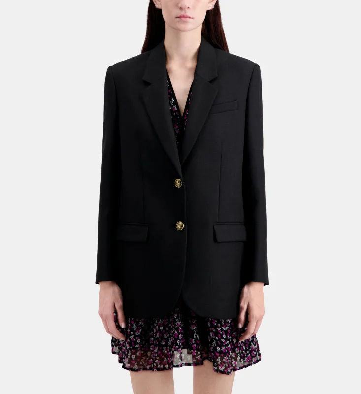 Women's Slim - Fit Blazers in Charcoal Gray for a Professional Appearance Wool Blend Blazer Women's Slim - Fit Blazers in Charcoal Gray for a Professional Appearance Wool Blend Blazer