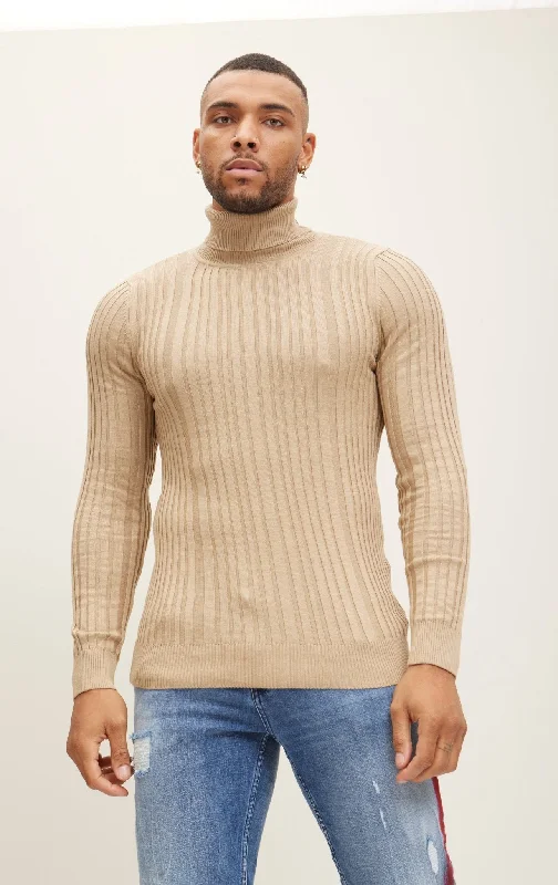 Plus Size Women's Knit Ponchos with Fringe Details for a Boho Vibe Roll Neck Ribbed Sweater - Beige Plus Size Women's Knit Ponchos with Fringe Details for a Boho Vibe Roll Neck Ribbed Sweater - Beige