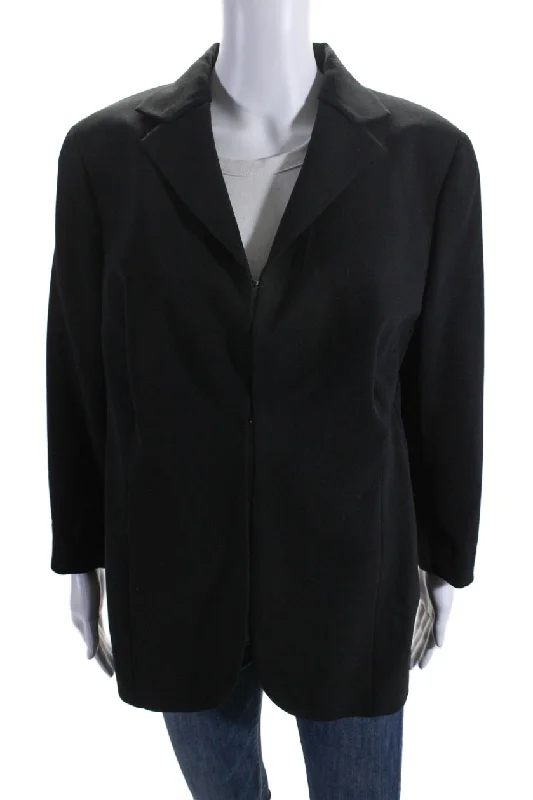 Plus Size Women's Cropped Velvet Blazers in Burgundy for a Night Out Akris Womens Long Sleeves Hook Closure Blazer Jacket Black Wool