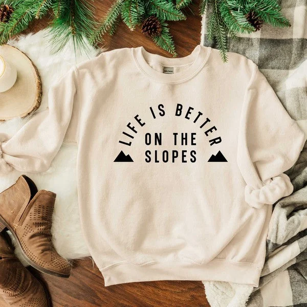 Women's quarter - zip sweatshirt made of organic cotton for eco - conscious fashion Better On The Slopes Mountains Graphic Sweatshirt Women's quarter - zip sweatshirt made of organic cotton for eco - conscious fashion Better On The Slopes Mountains Graphic Sweatshirt