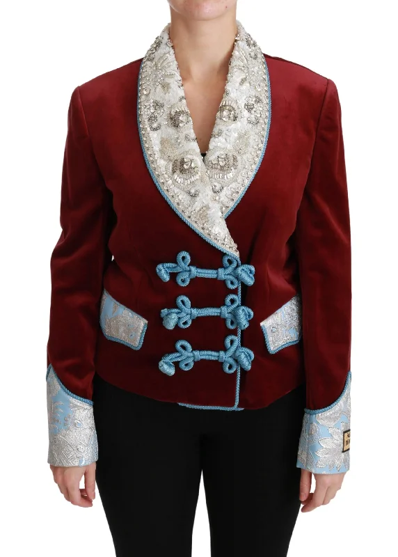 Plus Size Women's Embroidered Blazers in Floral Patterns for a Feminine Touch Dolce & Gabbana Baroque Crystal Blazer Jacket
