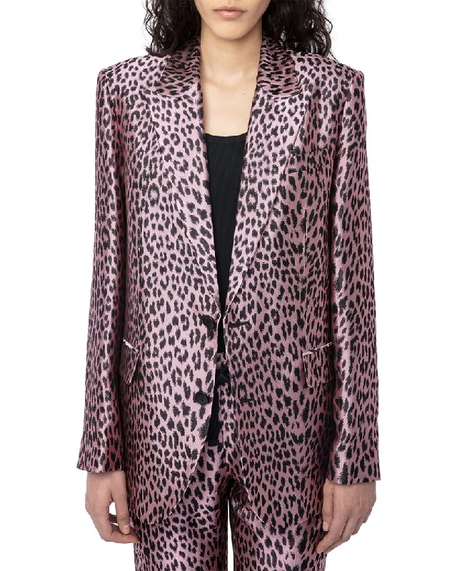 Plus Size Women's Faux Fur - Trimmed Blazers in Black for a Luxurious Look Zadig & Voltaire Vegy Jac Leo Blazer Plus Size Women's Faux Fur - Trimmed Blazers in Black for a Luxurious Look Zadig & Voltaire Vegy Jac Leo Blazer