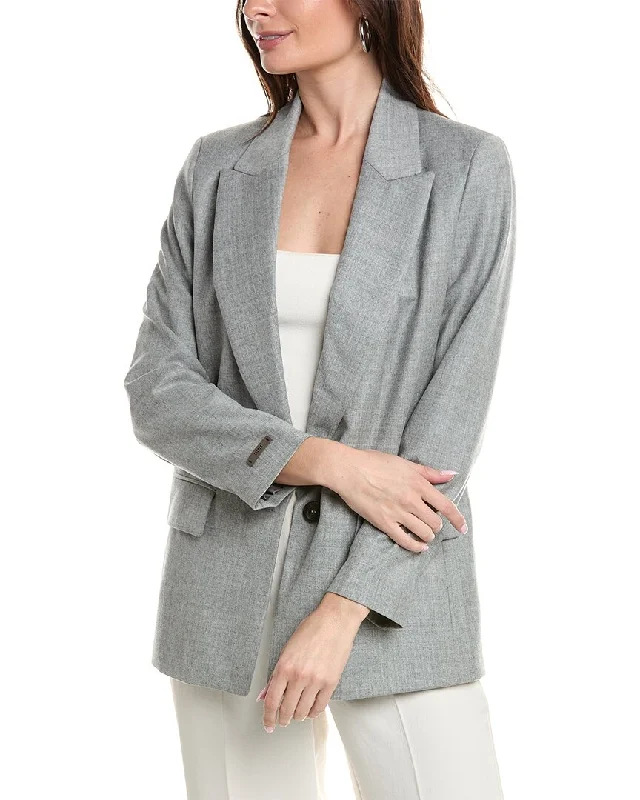 Oversized Women's Checkered Blazers in Black and White for a Trendy Style Peserico Wool-Blend Blazer Oversized Women's Checkered Blazers in Black and White for a Trendy Style Peserico Wool-Blend Blazer
