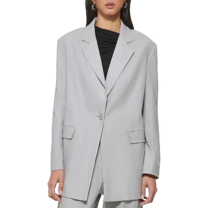 Oversized Women's Checkered Blazers in Black and White for a Trendy Style Womens Linen Business Two-Button Blazer Oversized Women's Checkered Blazers in Black and White for a Trendy Style Womens Linen Business Two-Button Blazer