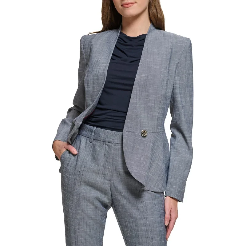 Women's Tailored Stretch Blazers in Navy Blue for Business Meetings Womens Peplum Business One-Button Blazer Women's Tailored Stretch Blazers in Navy Blue for Business Meetings Womens Peplum Business One-Button Blazer