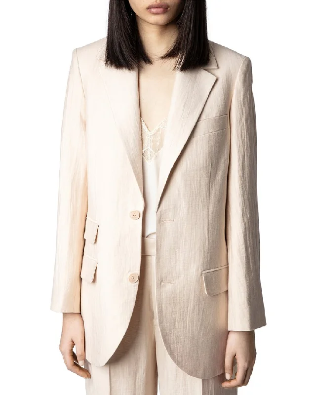 Women's Notched Lapel Blazers in Beige for a Timeless Outfit Zadig & Voltaire Violet Tailleur Linen-Blend Blazer Women's Notched Lapel Blazers in Beige for a Timeless Outfit Zadig & Voltaire Violet Tailleur Linen-Blend Blazer