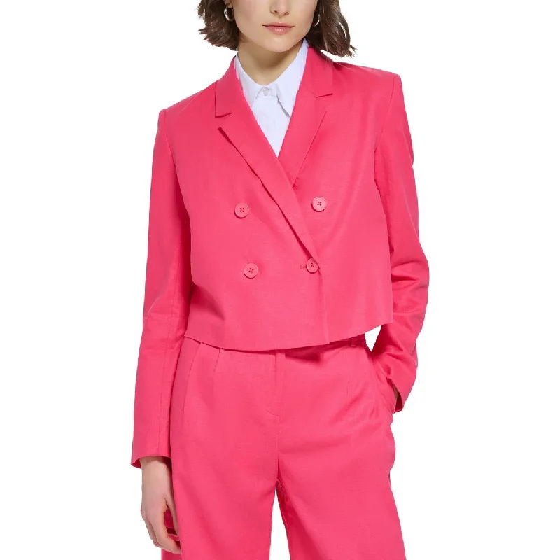 Plus Size Women's Ruffled Blazers in Pink for a Girly and Fashionable Look Womens Linen Blend Linen Double-Breasted Blazer Plus Size Women's Ruffled Blazers in Pink for a Girly and Fashionable Look Womens Linen Blend Linen Double-Breasted Blazer