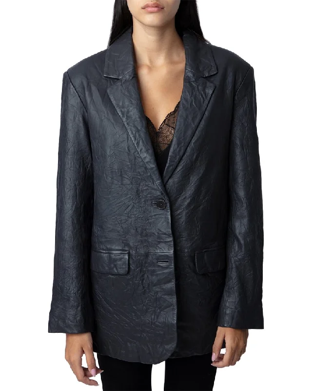 Double - Breasted Women's Polyester Blazers in Bright Colors for a Fun Style Zadig & Voltaire Leather Blazer Double - Breasted Women's Polyester Blazers in Bright Colors for a Fun Style Zadig & Voltaire Leather Blazer