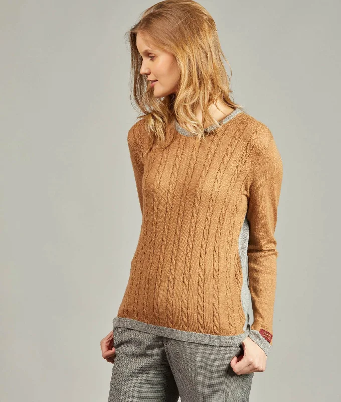 Plus Size Women's Knit Tunic Tops with Side Slits for a Flowy Silhouette Blocked cable Supreme Alpaca Sweater Plus Size Women's Knit Tunic Tops with Side Slits for a Flowy Silhouette Blocked cable Supreme Alpaca Sweater