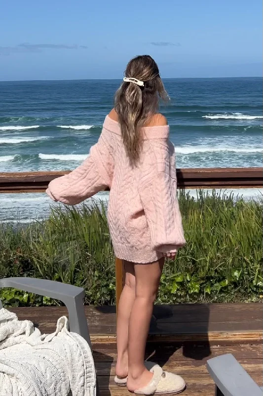 Plus Size Women's Fit - and - Flare Sweater Dresses with Ruffled Hem Collecting My Thoughts Oversized Sweater Dress (Blush Pink) Plus Size Women's Fit - and - Flare Sweater Dresses with Ruffled Hem Collecting My Thoughts Oversized Sweater Dress (Blush Pink)