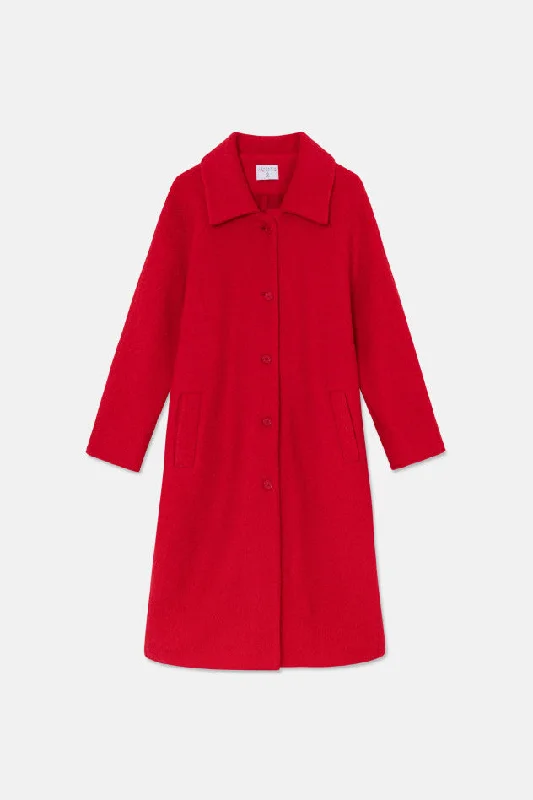 Women's moto jackets with a lace - up front for a unique and stylish touch Compania Fantastica Red Midi Coat with Lapel Collar Women's moto jackets with a lace - up front for a unique and stylish touch Compania Fantastica Red Midi Coat with Lapel Collar