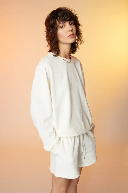 Women's zip - front sweatshirt with contrast stitching for a sporty aesthetic CREWNECK SWEATSHIRT Women's zip - front sweatshirt with contrast stitching for a sporty aesthetic CREWNECK SWEATSHIRT