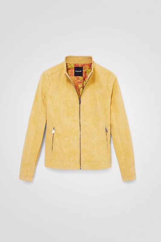 Women's trench coats with a removable belt for customizable styling Desigual Slim Yellow Biker Jacket Women's trench coats with a removable belt for customizable styling Desigual Slim Yellow Biker Jacket