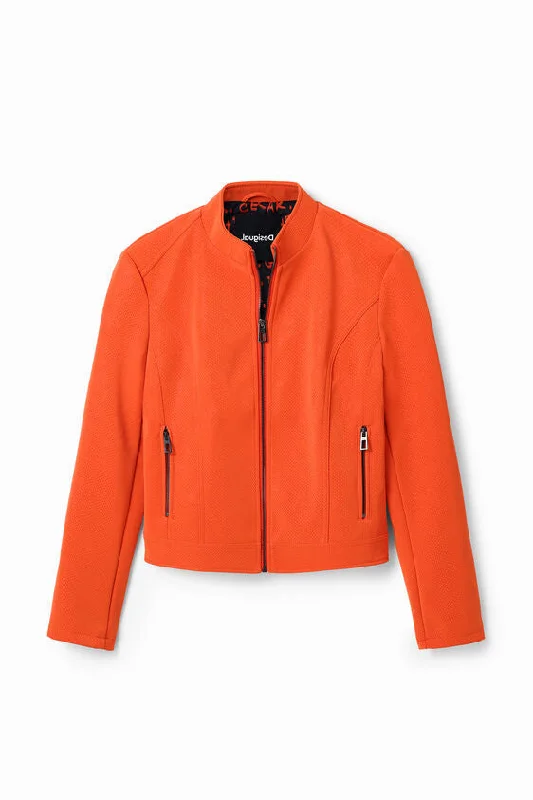 Women's bomber jackets with floral embroidery for a feminine and unique design Desigual Suede Effect Orange Jacket Women's bomber jackets with floral embroidery for a feminine and unique design Desigual Suede Effect Orange Jacket