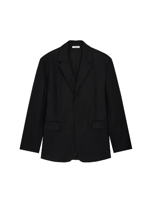 Single - Breasted Women's Linen Blend Blazers in Earth Tones for Casual Wear Womens DNA FrutFiber Oversized Blazer—black Single - Breasted Women's Linen Blend Blazers in Earth Tones for Casual Wear Womens DNA FrutFiber Oversized Blazer—black