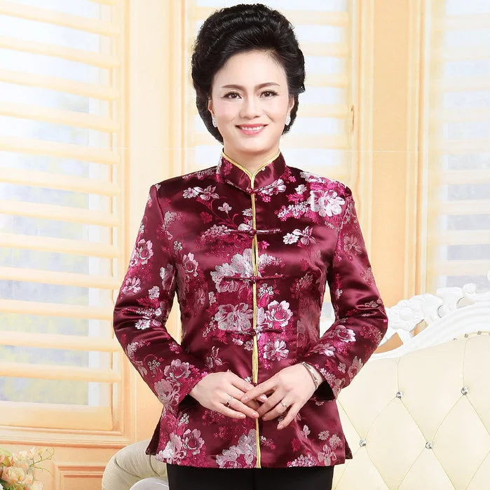 Women's double - breasted tweed jackets in classic colors for a sophisticated office look Floral Brocade Chinese Jacket Mother's Birthday Coat Women's double - breasted tweed jackets in classic colors for a sophisticated office look Floral Brocade Chinese Jacket Mother's Birthday Coat