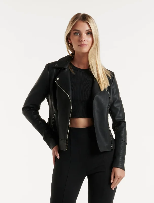 Women's military - style jackets with epaulets for a tough and fashionable appearance Heidi Pu Biker Jacket Women's military - style jackets with epaulets for a tough and fashionable appearance Heidi Pu Biker Jacket