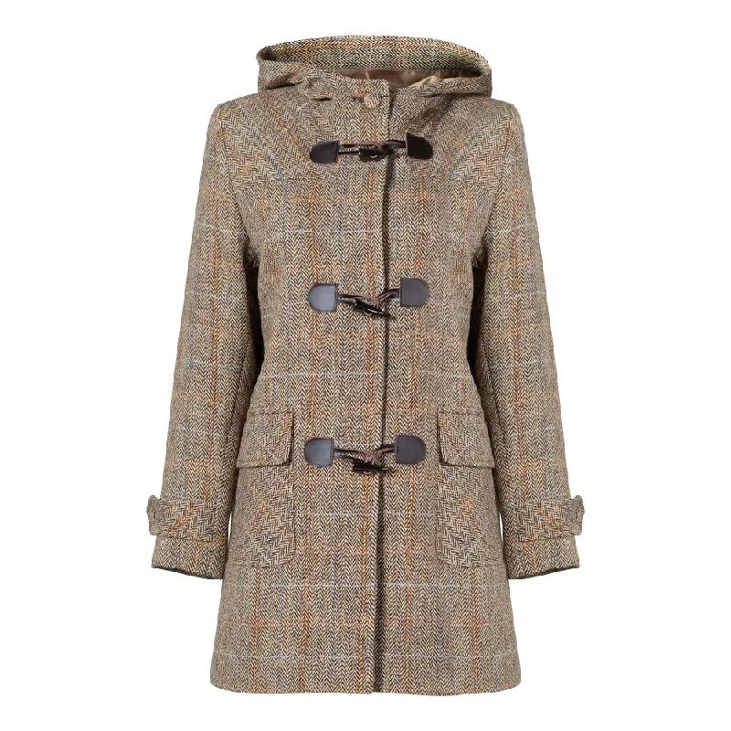 Women's cropped satin jackets in pastel shades for a glamorous evening out Ladies Harris Tweed Duffle Coat - Brown Herringbone Women's cropped satin jackets in pastel shades for a glamorous evening out Ladies Harris Tweed Duffle Coat - Brown Herringbone