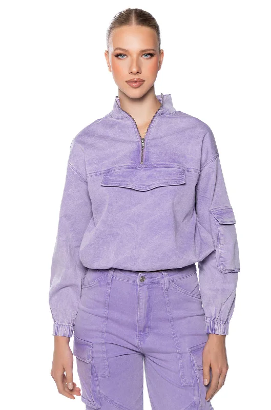Women's graphic - printed sweatshirt featuring floral patterns for a feminine touch LAVENDAR DREAMS COLLARED OVERSIZED SWEATSHIRT Women's graphic - printed sweatshirt featuring floral patterns for a feminine touch LAVENDAR DREAMS COLLARED OVERSIZED SWEATSHIRT