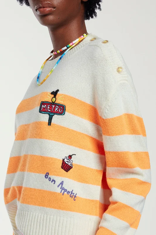 Women's graphic - printed sweatshirt featuring floral patterns for a feminine touch Sweatshirt Knt047a Orange-Ecru Women's graphic - printed sweatshirt featuring floral patterns for a feminine touch Sweatshirt Knt047a Orange-Ecru
