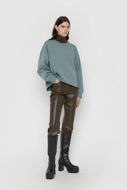Women's crew - neck sweatshirt in a heather gray shade for a classic and versatile option OVERSIZED SWEATSHIRT Women's crew - neck sweatshirt in a heather gray shade for a classic and versatile option OVERSIZED SWEATSHIRT