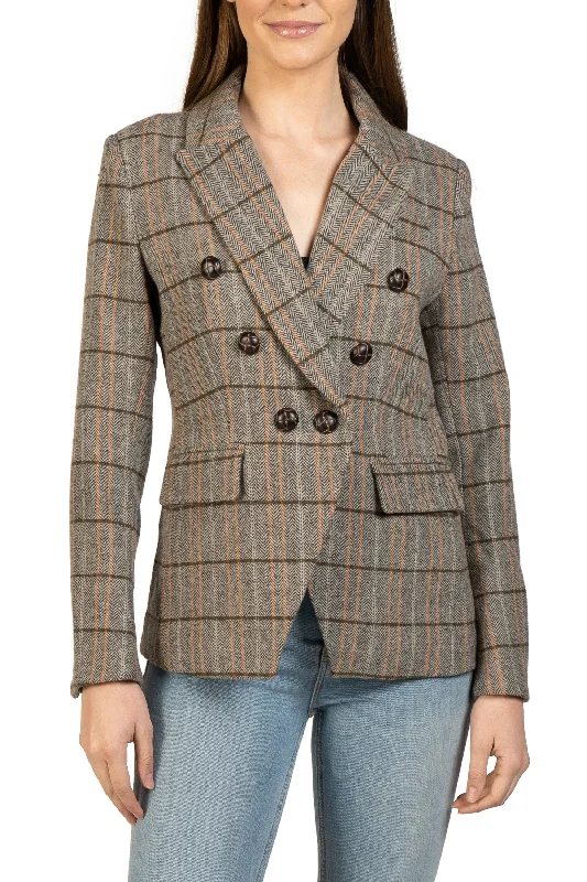 Plus Size Women's Embroidered Blazers in Floral Patterns for a Feminine Touch Plaid Beige Blazer Plus Size Women's Embroidered Blazers in Floral Patterns for a Feminine Touch Plaid Beige Blazer