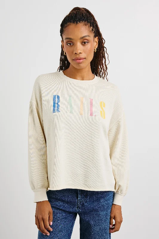 Women's tie - dye hoodie in bright colors for a retro and eye - catching style RAILS SIGNATURE SWEATSHIRT - IVORY Women's tie - dye hoodie in bright colors for a retro and eye - catching style RAILS SIGNATURE SWEATSHIRT - IVORY