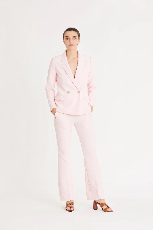 Women's Longline Linen Blazers in Pastel Colors for Summer Events Rue De Femme Eloise Blazer in Powder Pink Women's Longline Linen Blazers in Pastel Colors for Summer Events Rue De Femme Eloise Blazer in Powder Pink