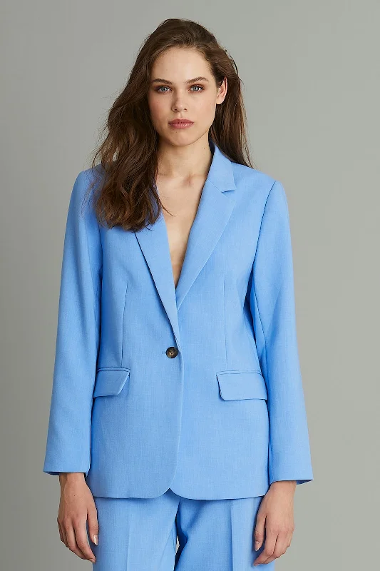 Double - Breasted Women's Leather Blazers in Taupe for an Edgy Look Rue De Femme Safia Blazer in Spring Blue Double - Breasted Women's Leather Blazers in Taupe for an Edgy Look Rue De Femme Safia Blazer in Spring Blue