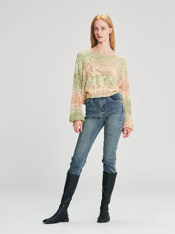 Plaid Women's Knit Button - Up Tops in a Preppy Look  S7601 Crochet Sweater
