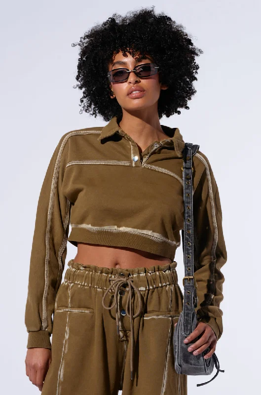Women's sherpa - lined hoodie for extreme cold weather outdoor activities STREET TALK CROP SWEATSHIRT Women's sherpa - lined hoodie for extreme cold weather outdoor activities STREET TALK CROP SWEATSHIRT